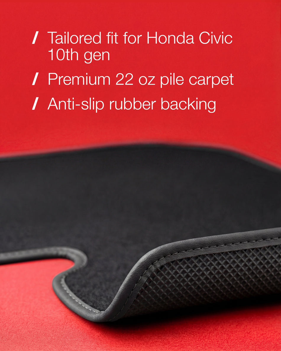 Set of 4 Floor Mats for Honda Civic 2016 2017 2018 2019 2020 2021